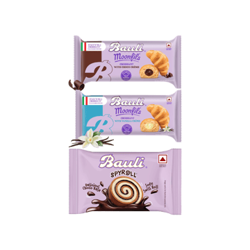 Bauli Spyroll Swiss Roll +  Moonfils Sweet Cheese Crème Croissant +  Moonfils Vanilla Crème Croissant Combo