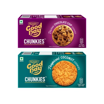 Britannia Good Day Chunkies Chocolate Chip Cookies (75 g) + Britannia Good Day Chunkies Tropical Coconut Cookies Combo