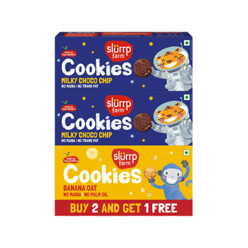 Slurrp Farm Milky Choco Chip Cookies x 2 +  Banana Oat Cookies Combo