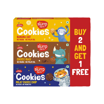 Slurrp Farm Banana Oat Cookies +  Choco Ragi Cookies +  Milky Choco Chip Cookies Combo
