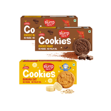 Slurrp Farm Choco Ragi Cookies x 2 +  Banana Oat Cookies Combo