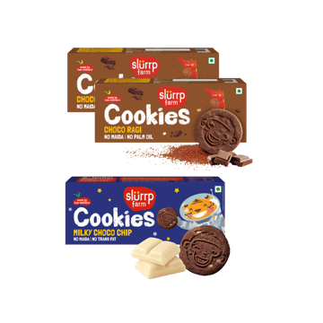 Slurrp Farm Choco Ragi Cookies x 2 +  Milky Choco Chip Cookies Combo