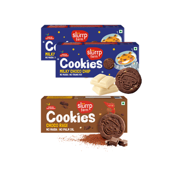 Slurrp Farm Milky Choco Chip Cookies x 2 +  Choco Ragi Cookies Combo