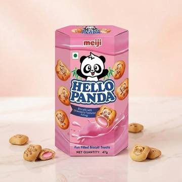 Meiji Hello Panda Strawberry Flavour Center Filled Biscuits