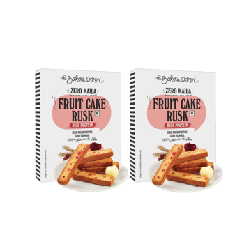 The Baker's Dozen Fruit Cake Rusk (Zero Maida, High Protein) - Pack of 2