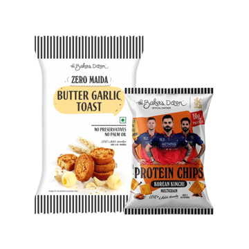 The Baker's Dozen Zero Maida Butter Garlic Toast, Whole Wheat +  Multigrain Protein Korean Kimchi Chips Combo