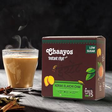 Chaayos Adrak Elaichi Instant Tea Premix (Low Sugar)