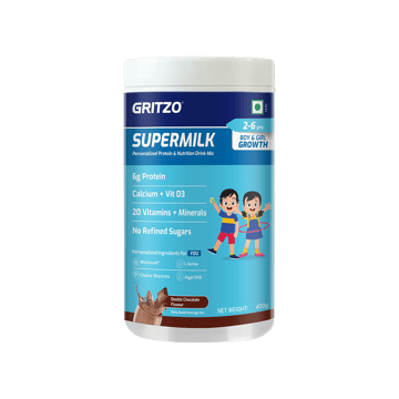 Gritzo SuperMilk Boy & Girl Overall Growth Drink Mix (Double Chocolate, 2-6 years)