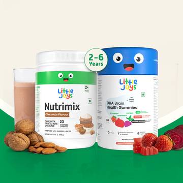Little Joys Nutrimix 2+ Years Chocolate Drink Mix +  Brain Kids Supplement Gummies (2+ years) Combo