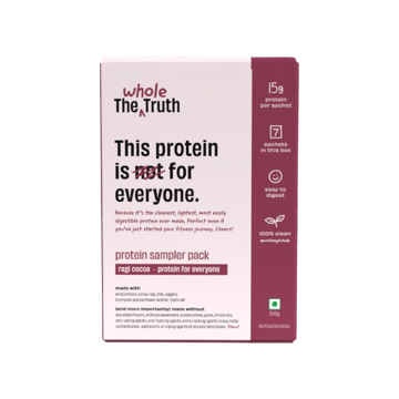 The Whole Truth Whey Protein Sampler Pack (15 g Protein Per Sachet) - Ragi Cocoa (Cocoa)