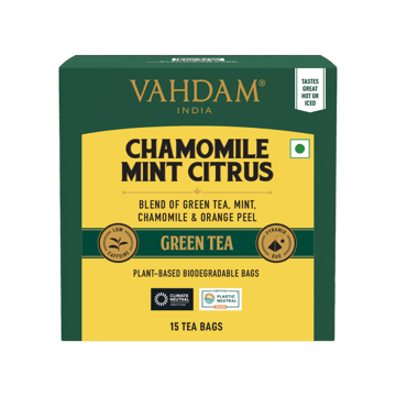 Vahdam Chamomile Mint Citrus Green Tea Bags
