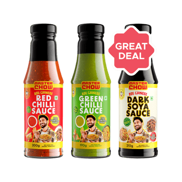 MasterChow Red Chilli Sauce + Green Chilli Sauce + Dark Soya Sauce Combo