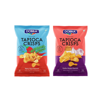 Dobra Spicy Kari Tapioca Chips /Crisps +  Garlic Pickle Tapioca Chips / Crisps Combo