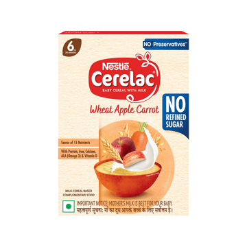 Nestle Cerelac Wheat Apple Carrot Baby Cereal (No Refined Sugar, 6 to 24 Months)