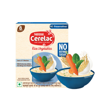 Nestle Cerelac Rice Vegetables Baby Cereal (No Refined Sugar, 8-24 Months)