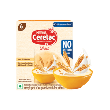 Nestle Cerelac Wheat Baby Cereal (No Refined Sugar, 6-24 Months)