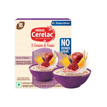 Nestle Cerelac 5 Grains & Fruits Baby Cereal (No Refined Sugar, 18-24 Months)