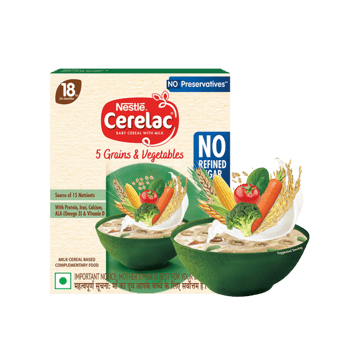 Nestle Cerelac 5 Grains & Vegetables Baby Cereal (No Refined Sugar, 18 - 24 Months)