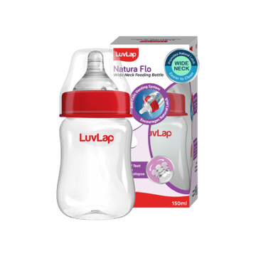 LuvLap Wide Neck Baby Feeding Bottle (150 ml, Red)