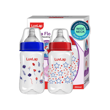 LuvLap Wide Neck Natura Flo Baby Feeding Bottle (250 ml)