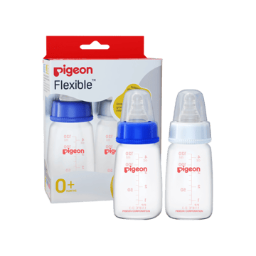 Pigeon Baby Flexible PP Baby Feeding Bottle (0+ months) (120 ml, Blue, White)