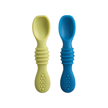 LuvLap Silicon Baby Spoon Set (Green & Blue)