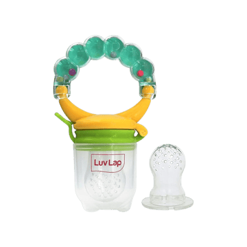 LuvLap Silicone Food/Fruit Baby Nibbler with Extra Mesh (Green, Yellow)