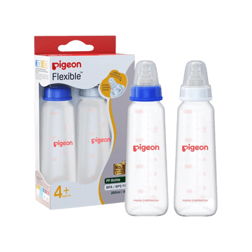 Pigeon Baby Flexible Baby Feeding Bottle (4+ months) (200 ml, Blue, White)