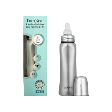 Totobear Anti-Colic Stainless Steel Baby Feeding Bottle (250 ml, Silver)