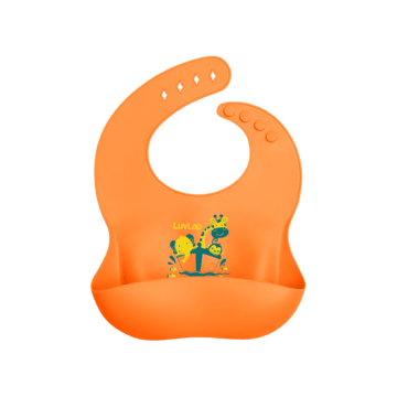 LuvLap Silicone Baby Bib Washable & Reusable (Orange)