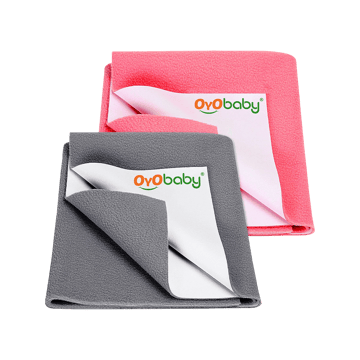 Oyo Baby Baby Quick Dry Sheet For New Born (Grey, Salmon Rose)