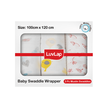 LuvLap 100% Cotton Muslin Baby Swaddle (Multicolour)