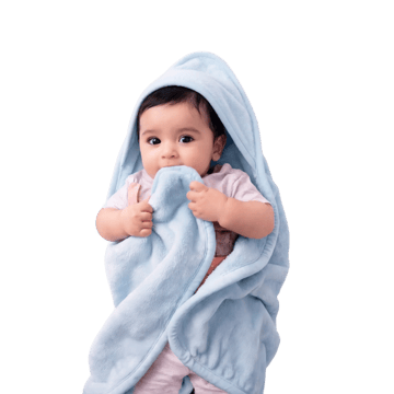 Haus & Kinder Ultra-Soft Hooded Plush Baby Blanket (Sky Blue)