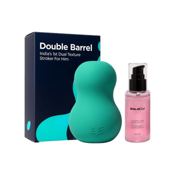 BoldEdge Double Barrel Men's Stroker Personal Massager with Strawberry Lubricant