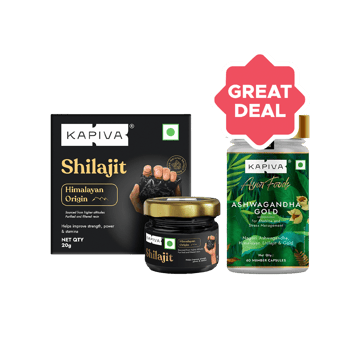 Kapiva Himalaya Shilajit Resin +  Ashwagandha Gold Capsules Combo