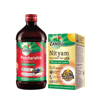 Zandu Nityam Ayurvedic Vati Digestive Tablets +  Pancharishta Ayurvedic Digestive Syrup Combo