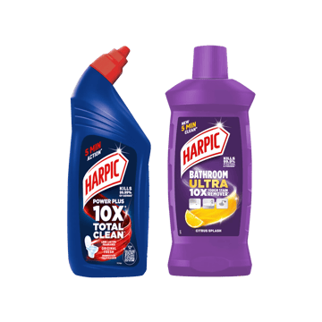 Harpic Disinfectant Liquid Toilet Cleaner - (Original) +  Ultra 10X Bathroom Cleaner (Citrus Splash) Combo