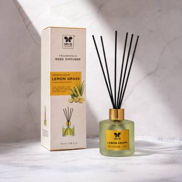 IRIS Frosted Glass Reed Diffuser Set (Lemon Grass)