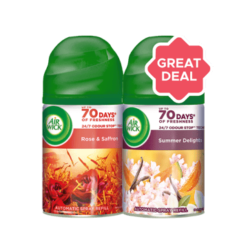 Airwick Airwick Freshmatic Automatic Room Freshener (Rose and Saffron) + Airwick Freshmatic Air Freshener Refill (Summer Delights) Combo
