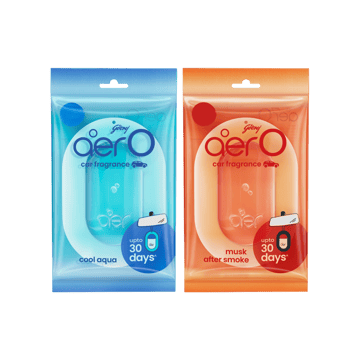 Godrej Aer O - Hanging Car Freshener (Cool Aqua) +  O – Hanging Car Freshener (Musk After Smoke) Combo