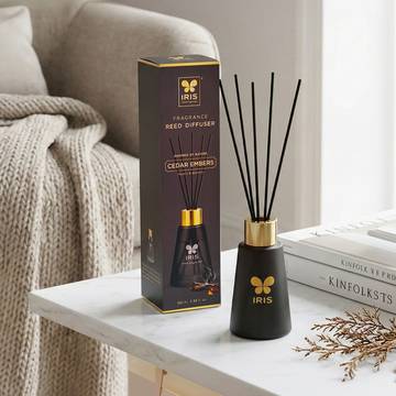 IRIS Frosted Glass Reed Diffuser Set (Cedar Embers)
