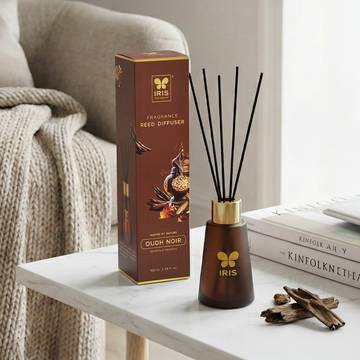 IRIS Frosted Glass Reed Diffuser Set (Oudh Noir)