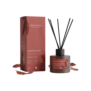 Soul & Scents Refillable Reed Diffuser Set by (Mahogany)