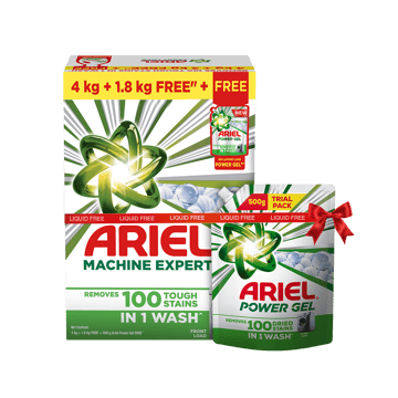 Ariel Matic Machine Expert Front Load Detergent Powder with Free Liquid Detergent