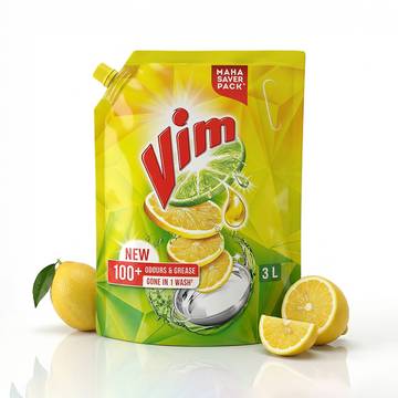 Vim Lemon Dishwash Gel with Tropical Lemon Freshness