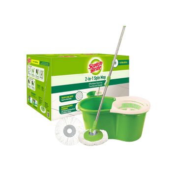 Scotch Brite 2-in-1 Bucket Spin Mop with extra refill (Microfiber)