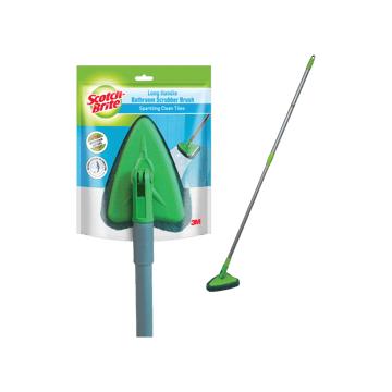 Scotch Brite Long Handle Bathroom Tile Scrubber (Plastic, Green)