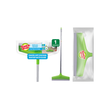 Scotch Brite Bathroom Plastic Wiper +  Bathroom Wiper Refill without Handle Combo