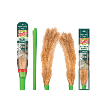 Scotch Brite Washable No Dust Classic Broom (Nylon) +  Classic Broom Refill- Only Head (Nylon) Combo