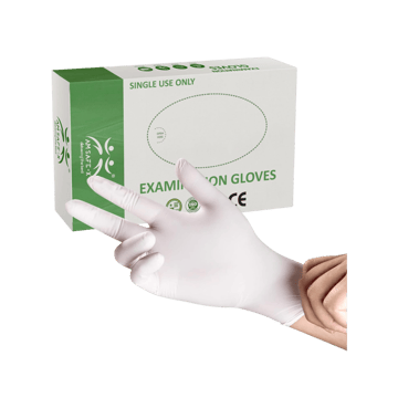 Am Safe-X Medium Disposable Gloves (Latex, White)